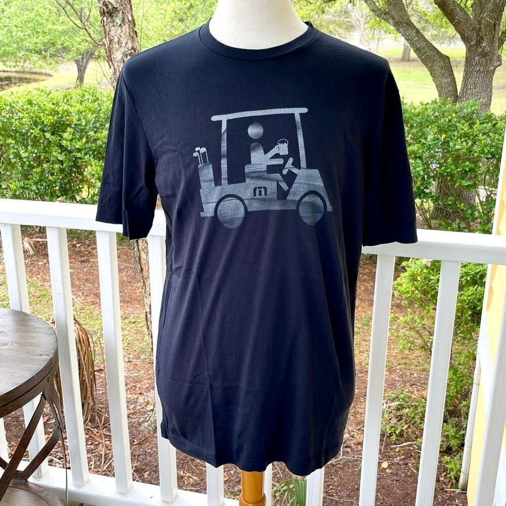 Travis Mathew Golf Cart with Beer T Shirt. Black. Size Large.